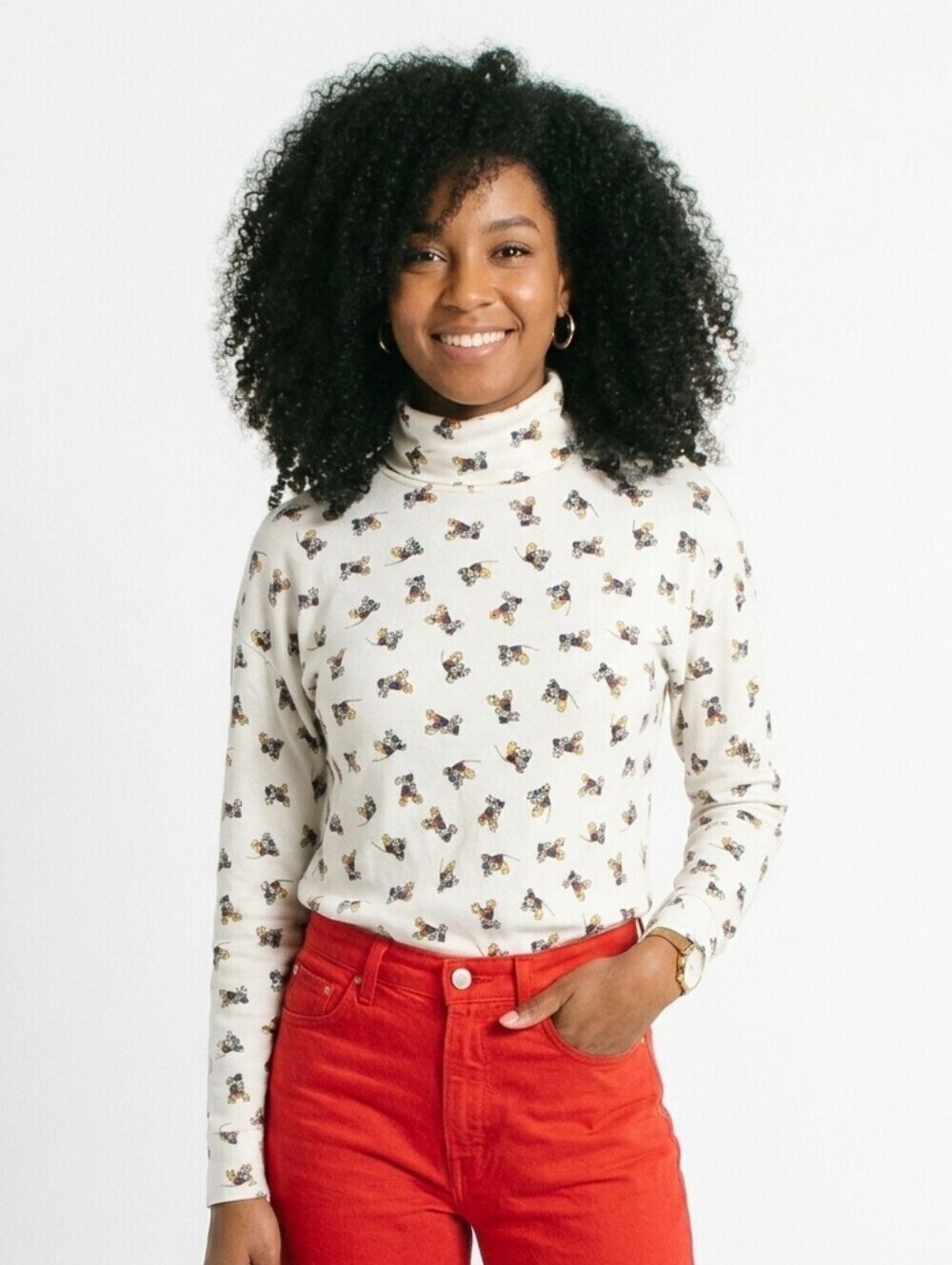 Mickey & Co. Vintage Mickey Mouse Red White Turtleneck - Small